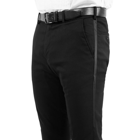 Men's Black Tuxedo Pants, Separates w/ Expandable Waistband, Black - Picture 1 of 4